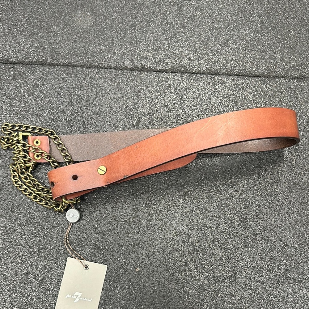 7 for all mankind Brown Leather Belt with Gold Chain size XS